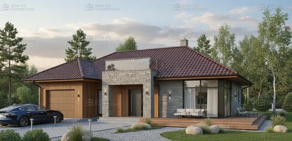 Проект Одноэтажный дом 16 на 17, 159 м2